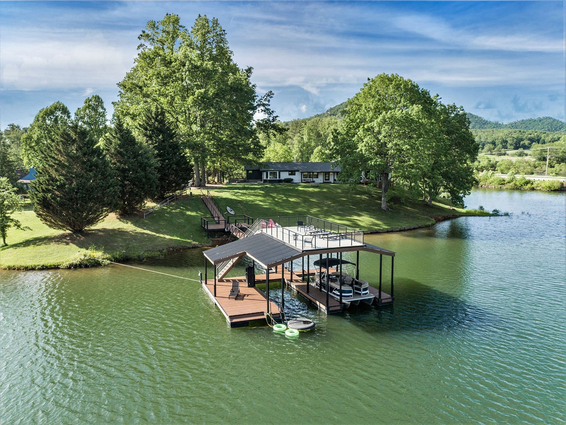 Private dock and boat ramp on Lake Chatuge at Tranquille Resort