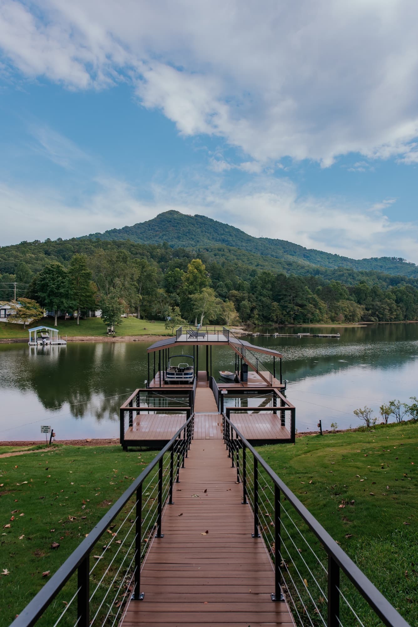 Dock walkway with mountain views on Lake Chatuge